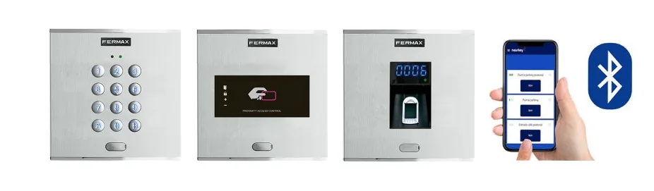 Lectores Fermax de control de accesos: teclado, tarjeta de proximidad, huella dactilar y apertura por bluetooth desde el móvil